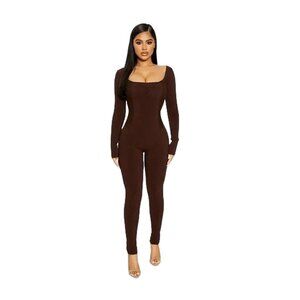 The Snatched Vibes Jumpsuit Dark Chocolate